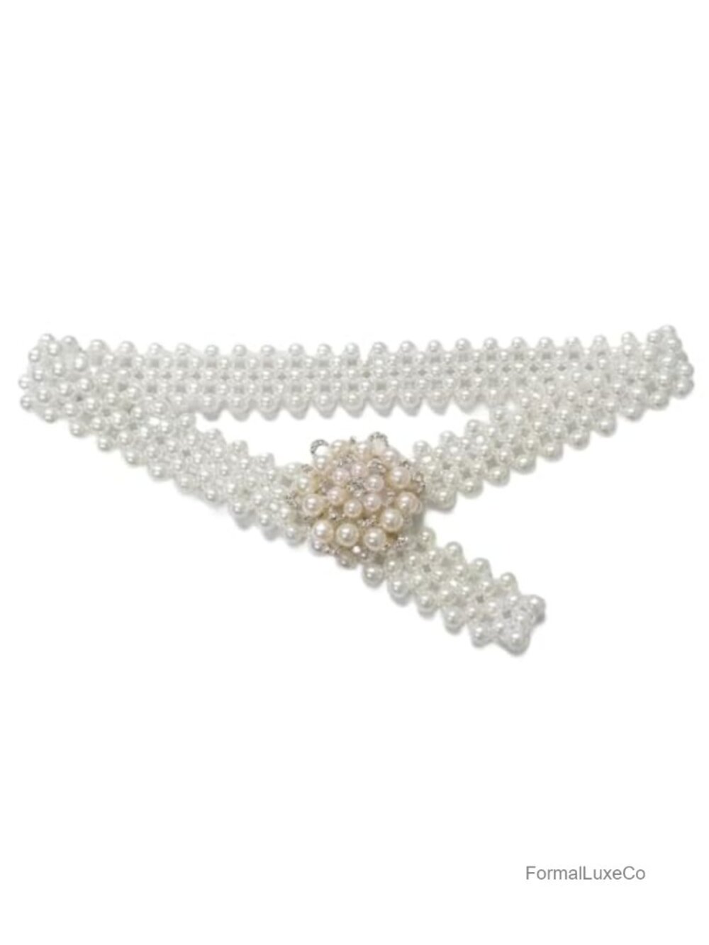 Pearl Belt for Women Beaded Stretch Waist Chain Rhinestone Dress Belt Wedding